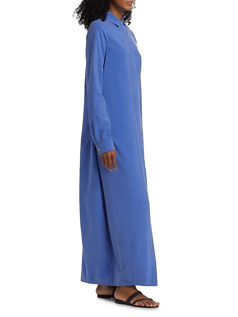 Silk-Blend Parachute-Style Maxi Shirtdress