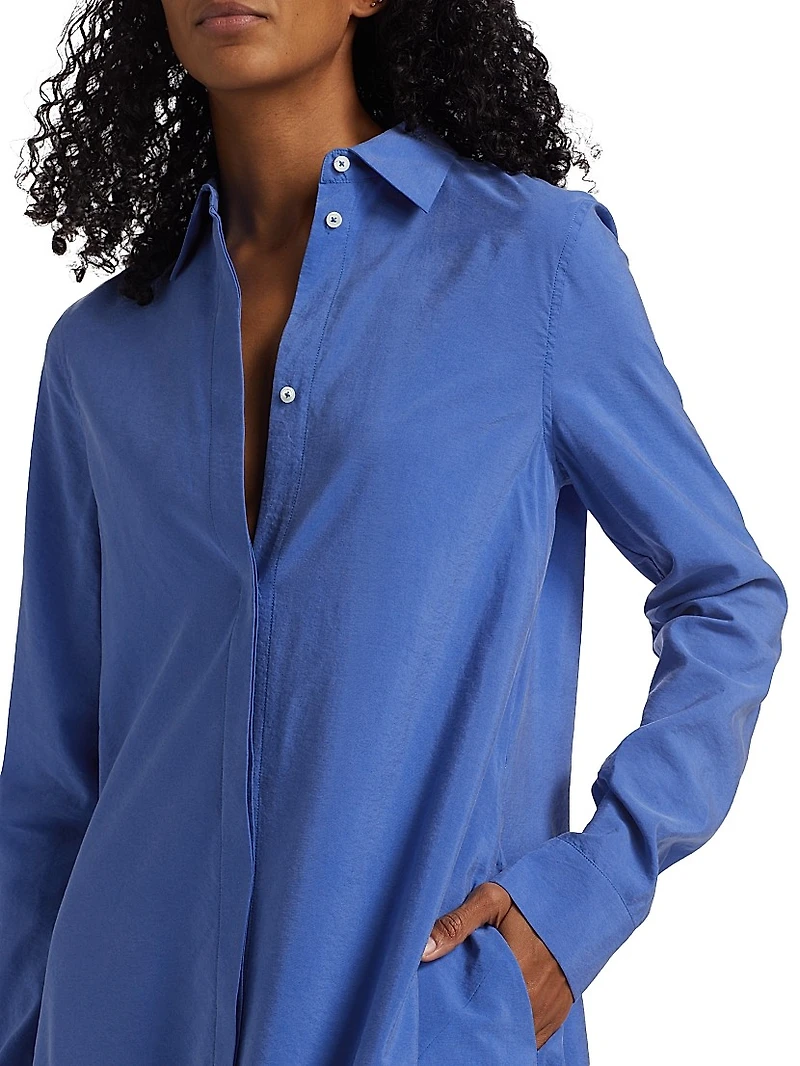 Silk-Blend Parachute-Style Maxi Shirtdress