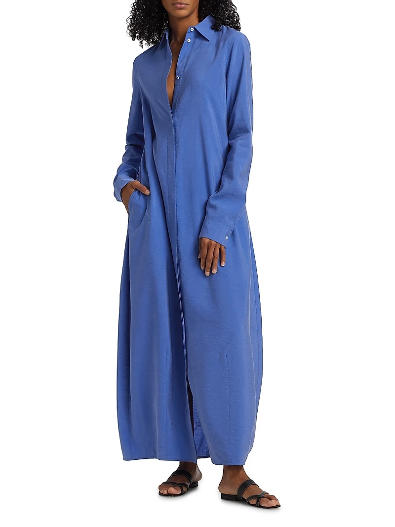 Silk-Blend Parachute-Style Maxi Shirtdress