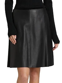 Leather A-line Miniskirt