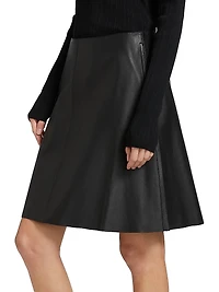 Leather A-line Miniskirt