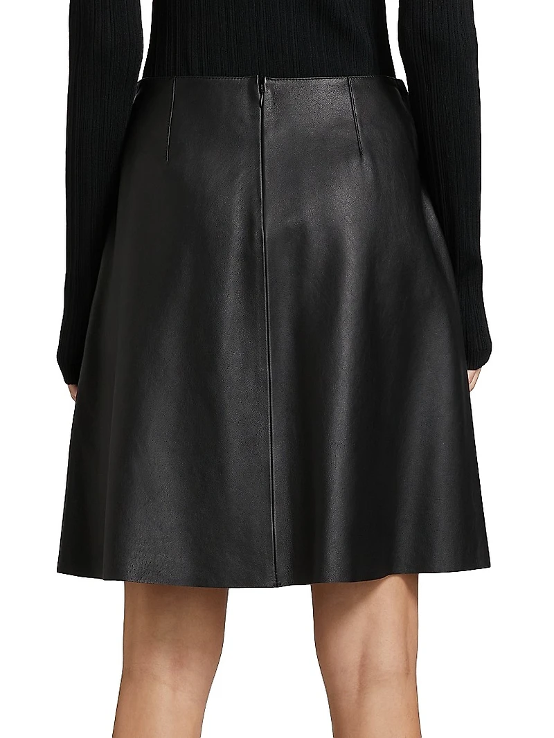 Leather A-line Miniskirt