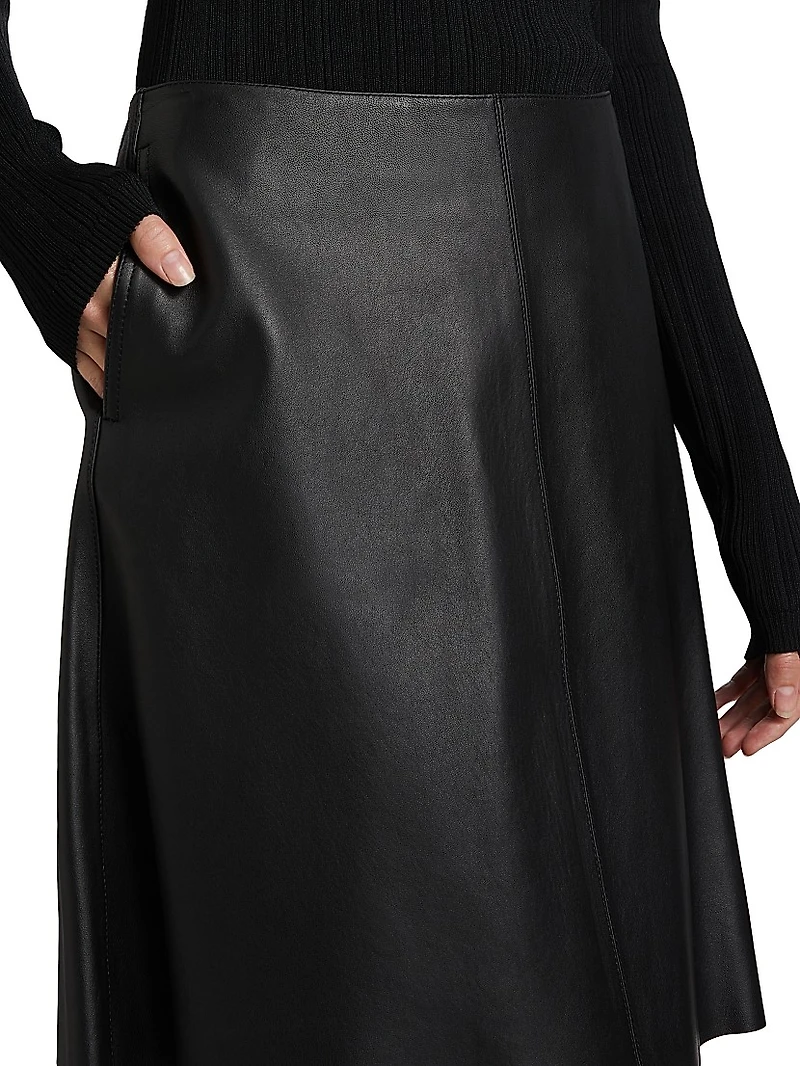 Leather A-line Miniskirt