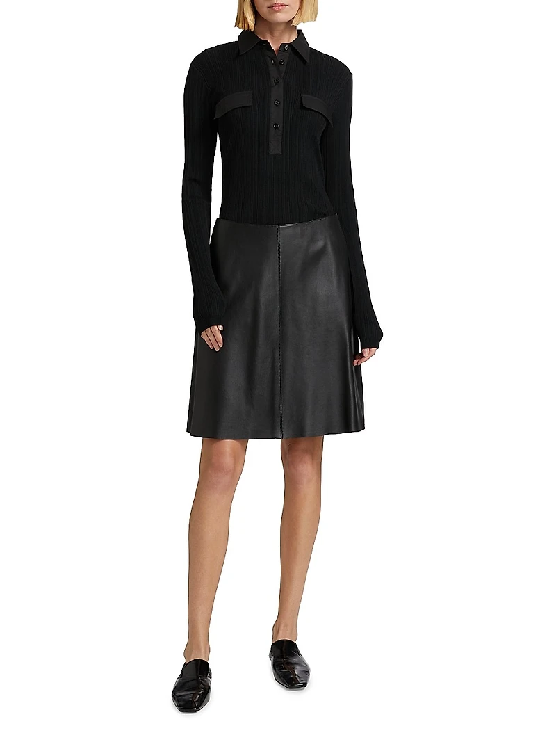 Leather A-line Miniskirt