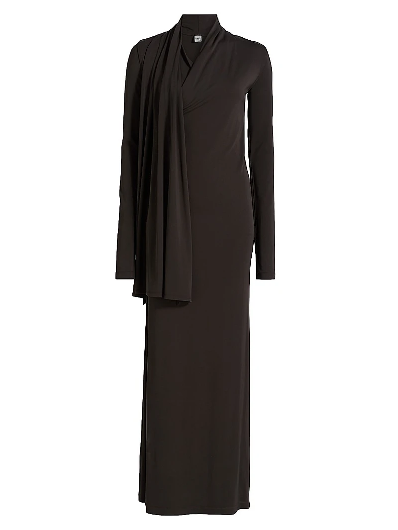 Stretch-Jersey Draped Maxi Dress