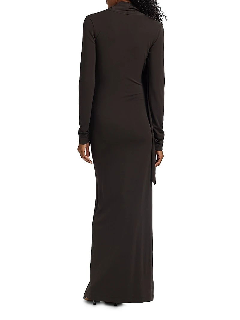 Stretch-Jersey Draped Maxi Dress