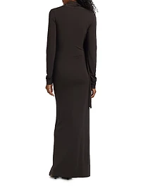 Stretch-Jersey Draped Maxi Dress