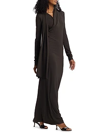 Stretch-Jersey Draped Maxi Dress
