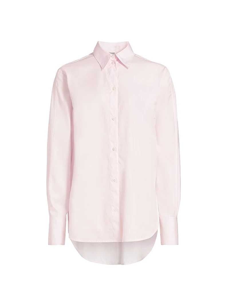 Cotton Poplin Button-Front Shirt