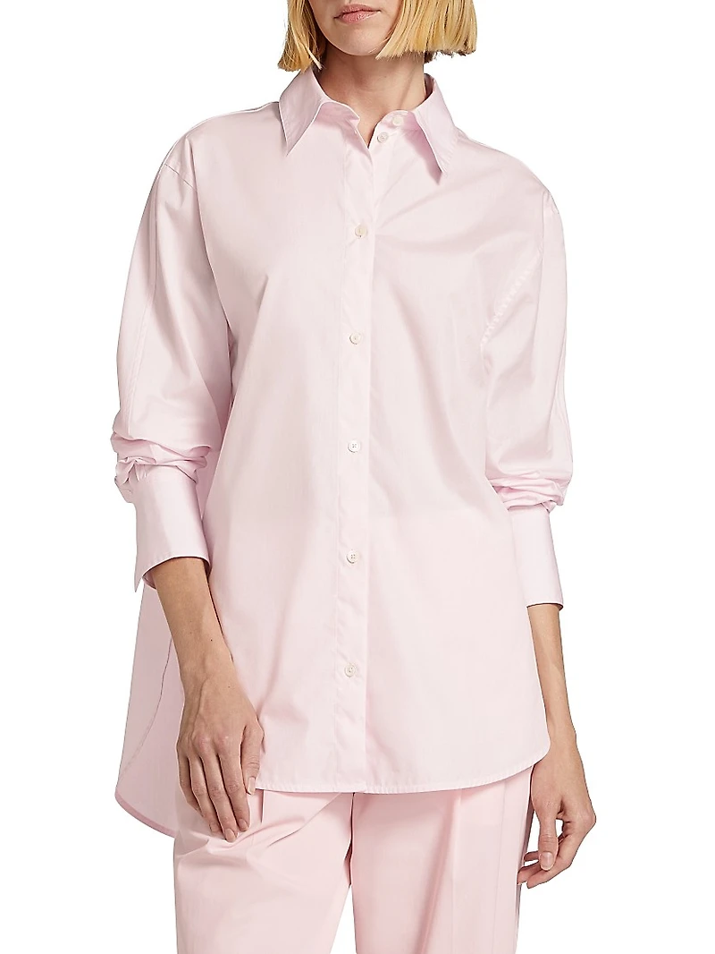 Cotton Poplin Button-Front Shirt