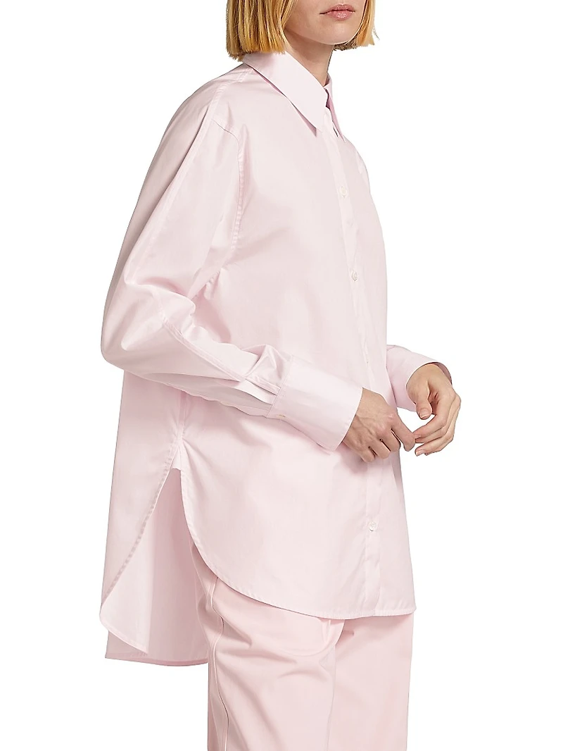 Cotton Poplin Button-Front Shirt