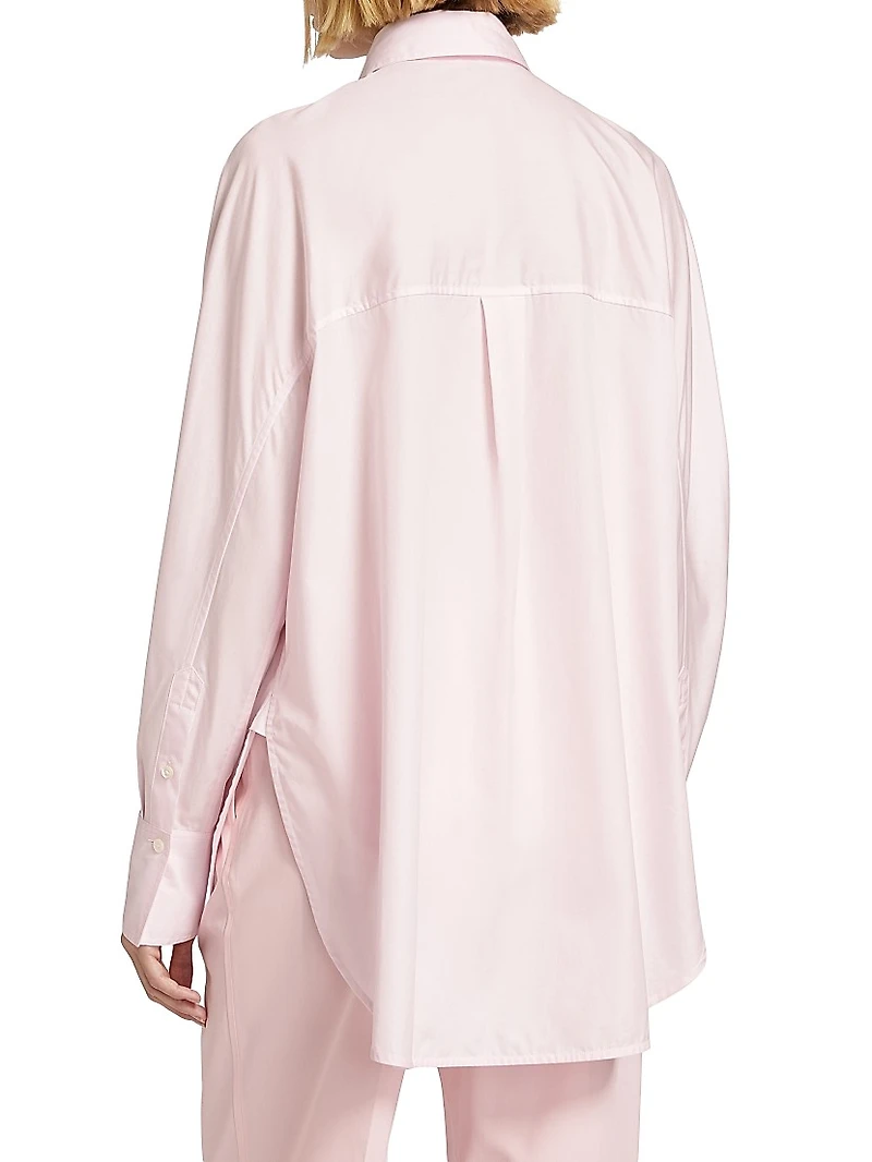 Cotton Poplin Button-Front Shirt