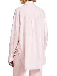 Cotton Poplin Button-Front Shirt