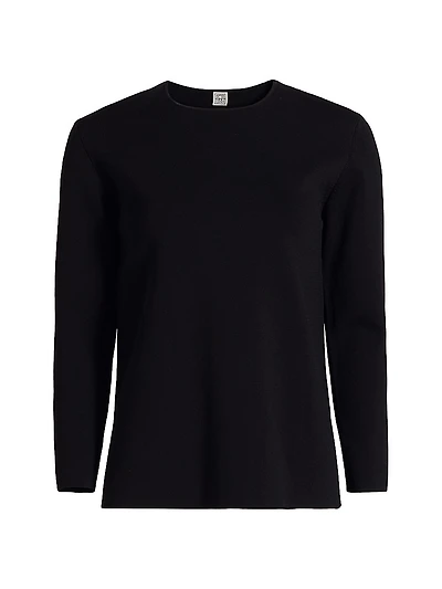 Jersey-Knit Crewneck Sweater