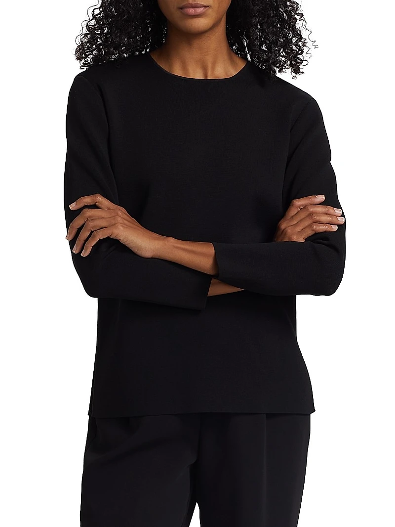 Jersey-Knit Crewneck Sweater