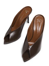 90MM Leather Peep-Toe Mules
