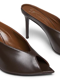 90MM Leather Peep-Toe Mules