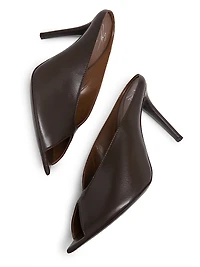 90MM Leather Peep-Toe Mules