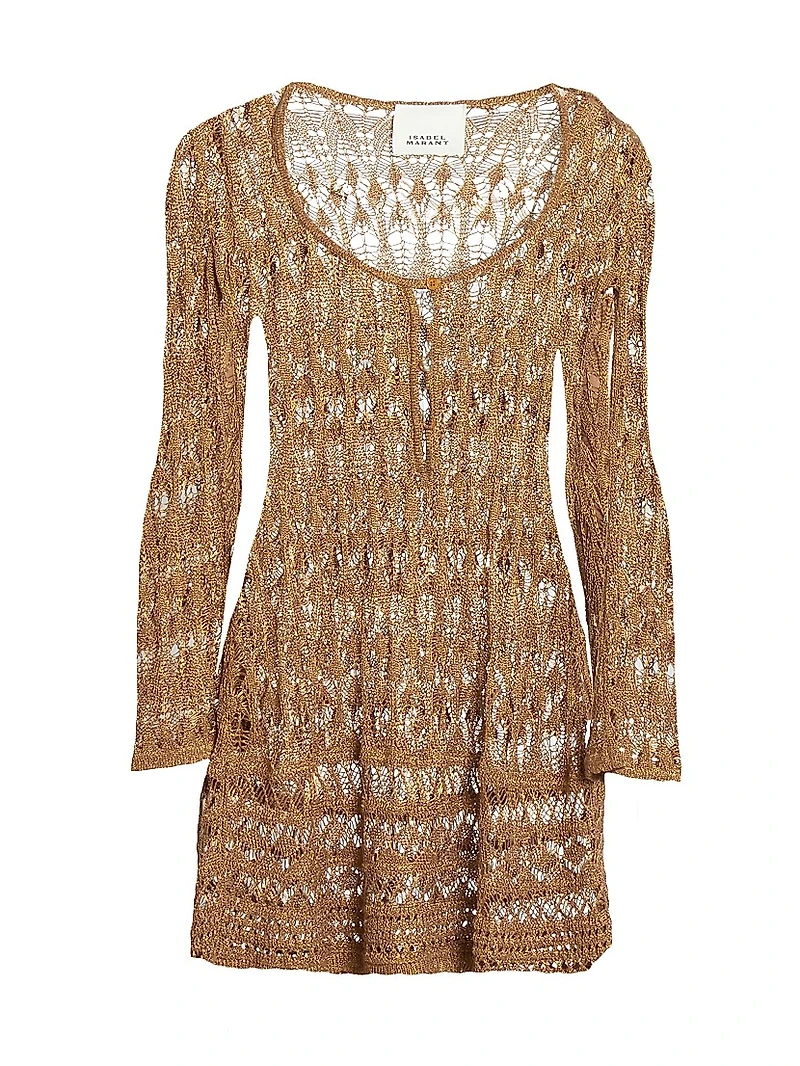 Pia Metallicized Lace-Knit Dress