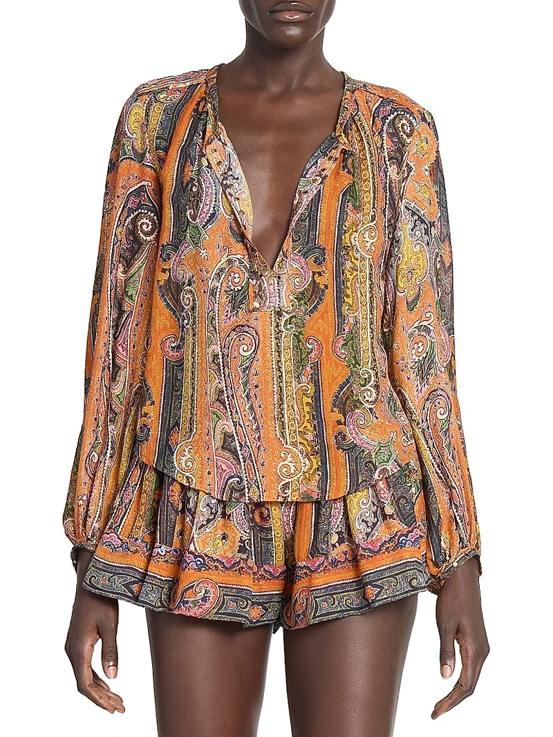 May Printed Silk Blouse