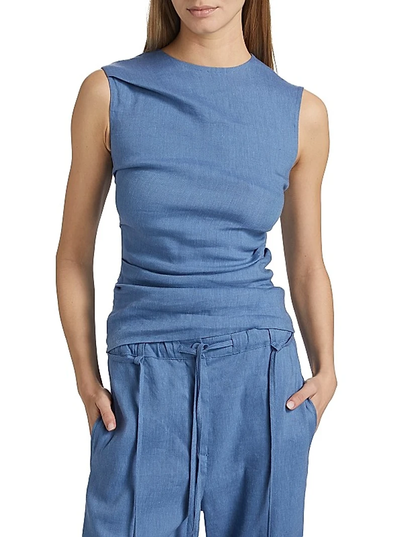 Anoushka Linen Sleeveless Top