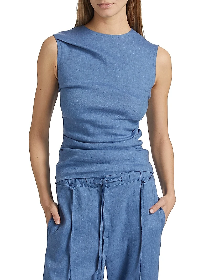 Anoushka Linen Sleeveless Top