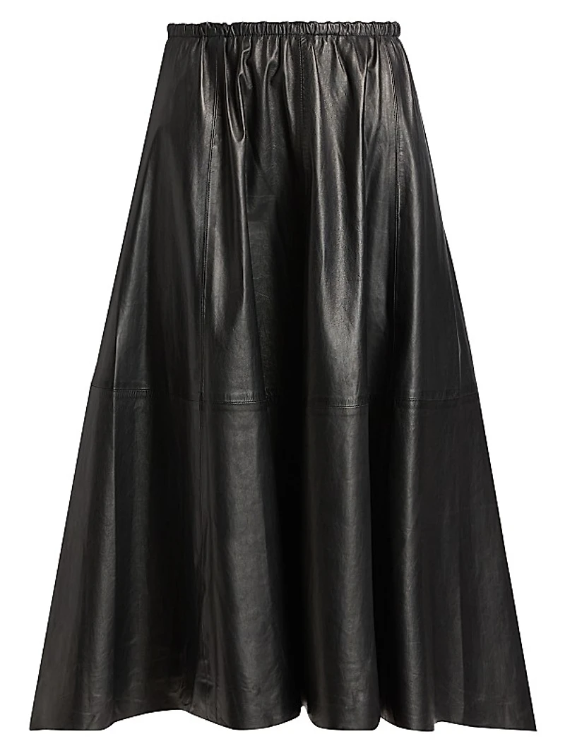 Cece Leather A-Line Midi-Skirt