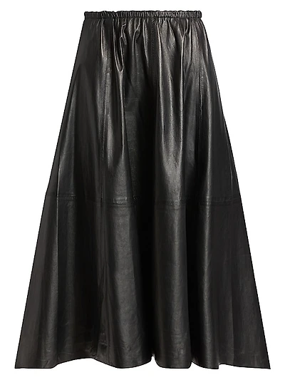 Cece Leather A-Line Midi-Skirt