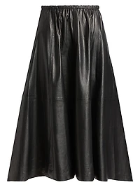 Cece Leather A-Line Midi-Skirt