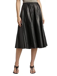 Cece Leather A-Line Midi-Skirt