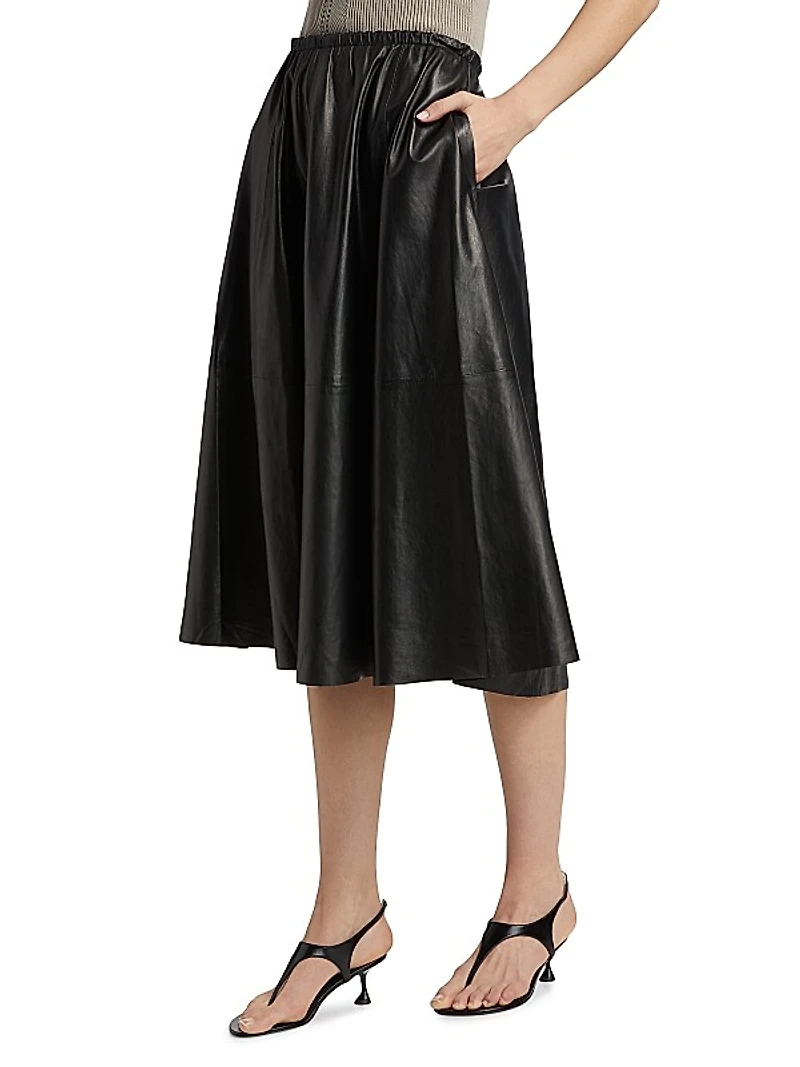 Cece Leather A-Line Midi-Skirt