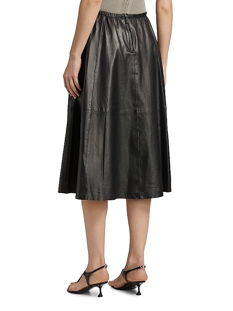 Cece Leather A-Line Midi-Skirt