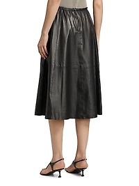 Cece Leather A-Line Midi-Skirt