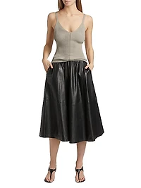 Cece Leather A-Line Midi-Skirt