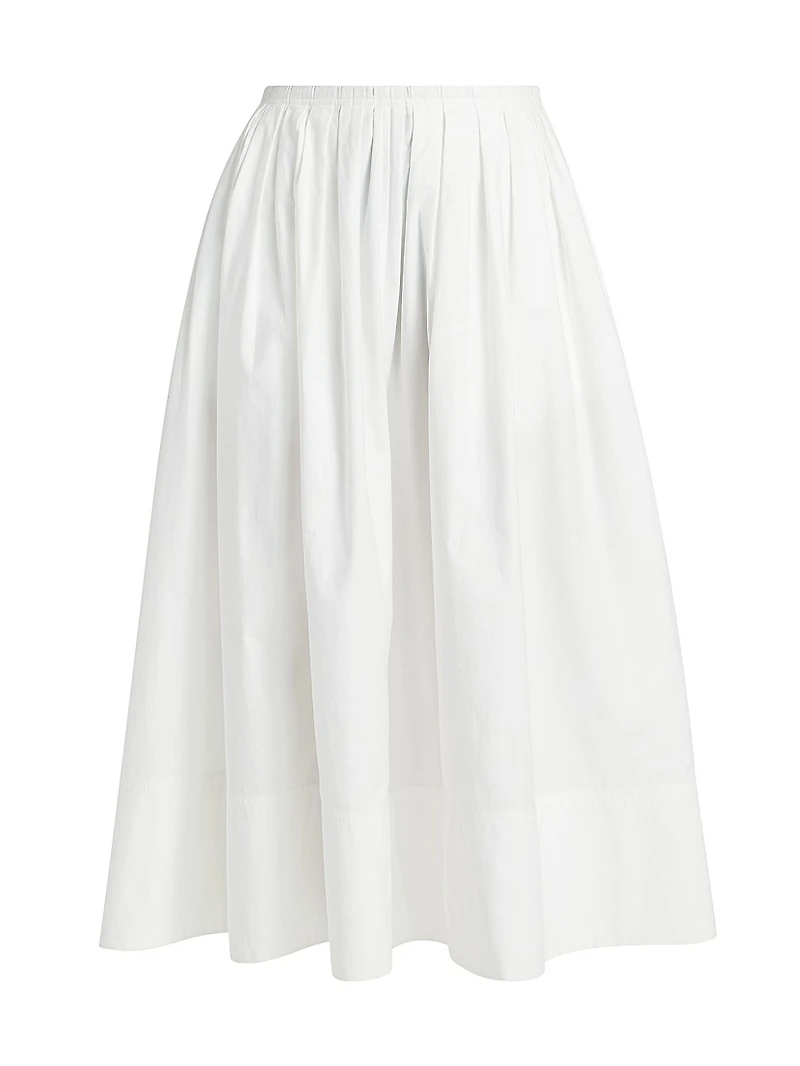 Austin Pleated Cotton A-Line Midi-Skirt