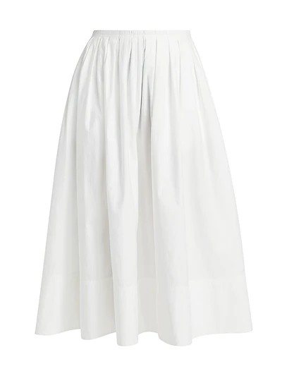 Austin Pleated Cotton A-Line Midi-Skirt