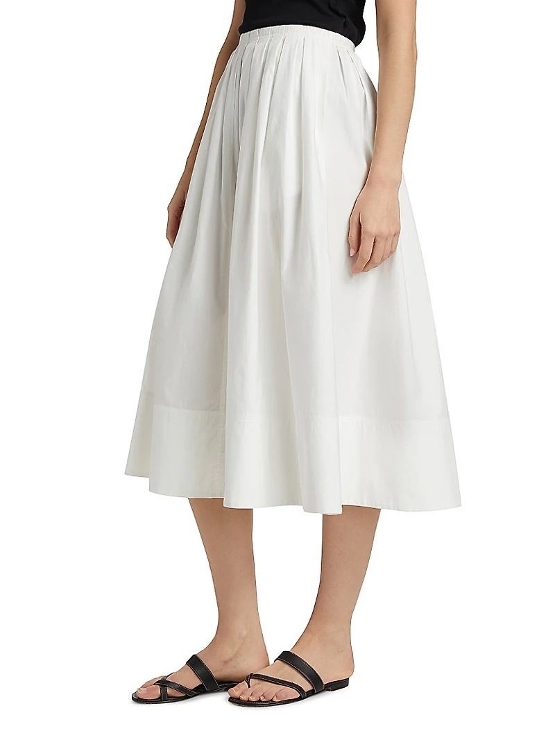 Austin Pleated Cotton A-Line Midi-Skirt