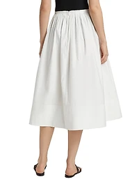 Austin Pleated Cotton A-Line Midi-Skirt