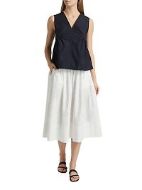 Austin Pleated Cotton A-Line Midi-Skirt