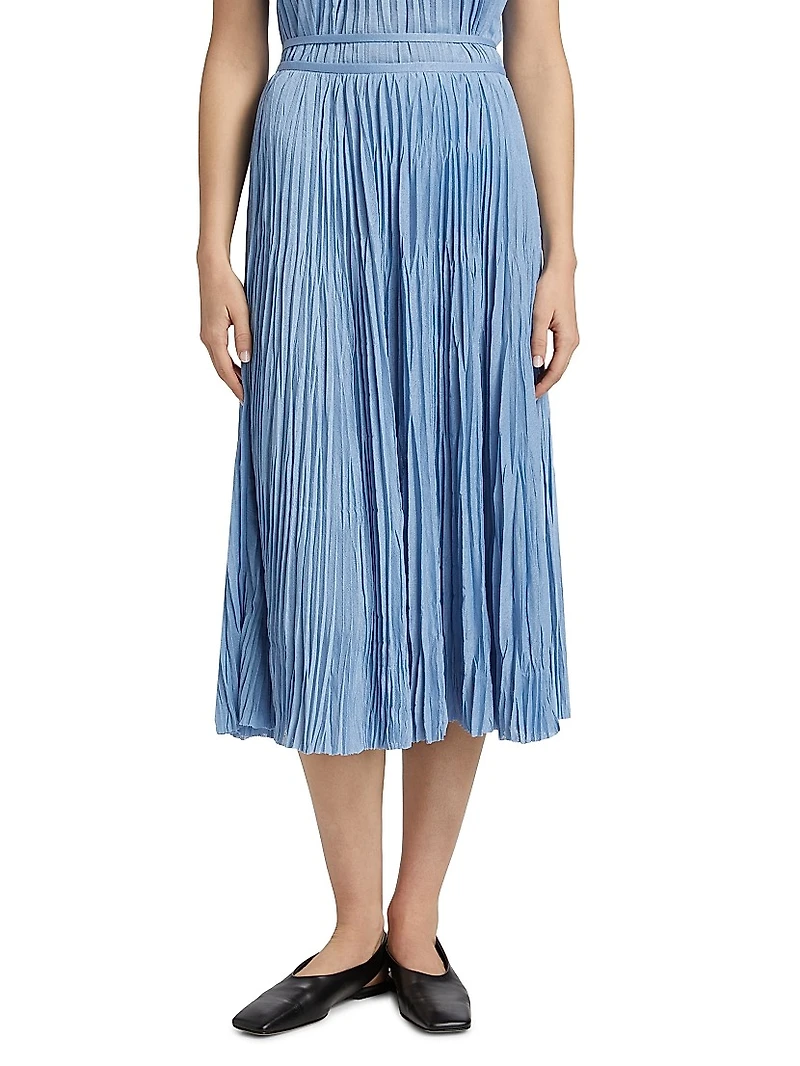 Rosalyn Pleated Jersey Midi-Skirt