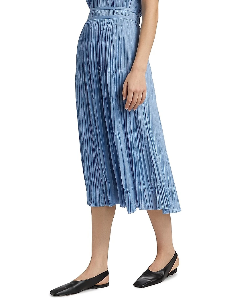 Rosalyn Pleated Jersey Midi-Skirt