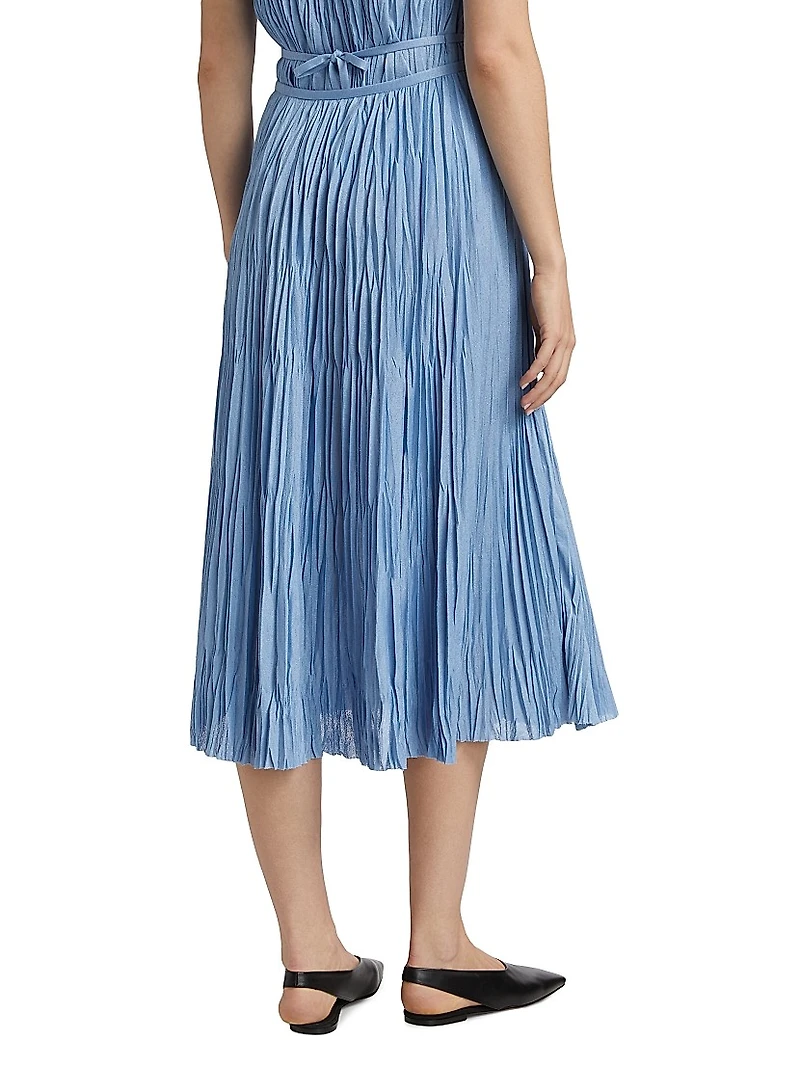 Rosalyn Pleated Jersey Midi-Skirt