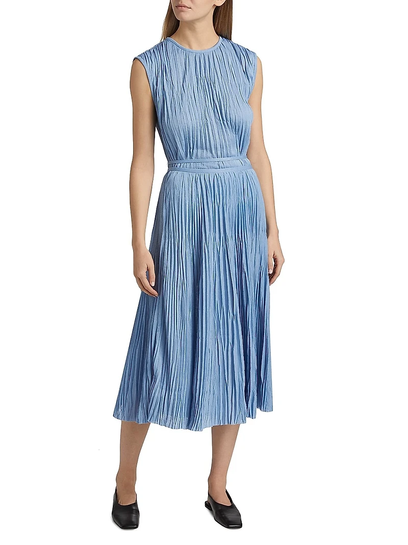 Rosalyn Pleated Jersey Midi-Skirt