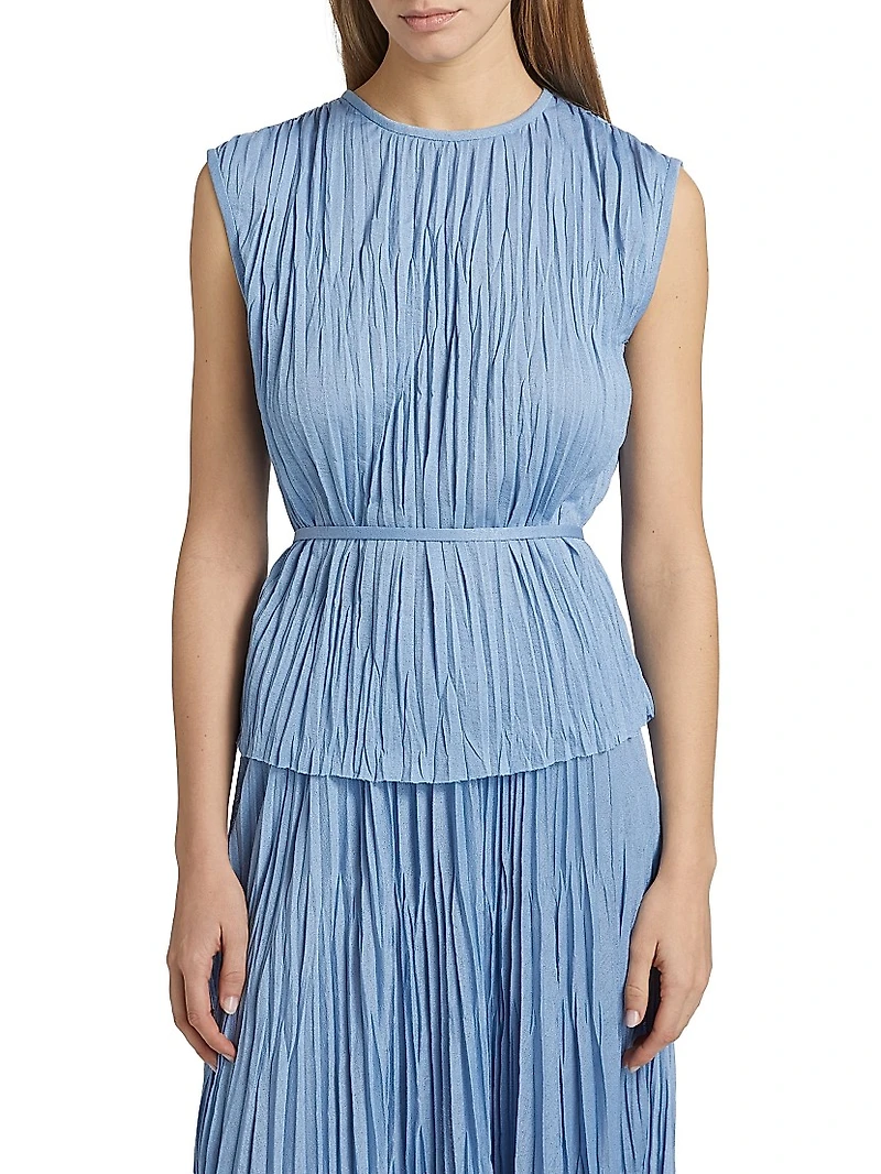 Lyra Pleated Jersey Sleeveless Top