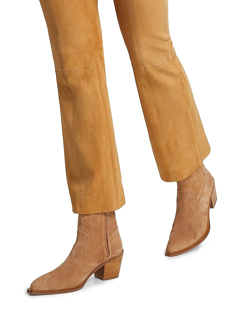 Ankle Flare Suede Pants