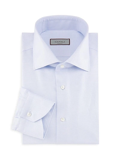 Micro Houndstooth Cotton Dress Shirt