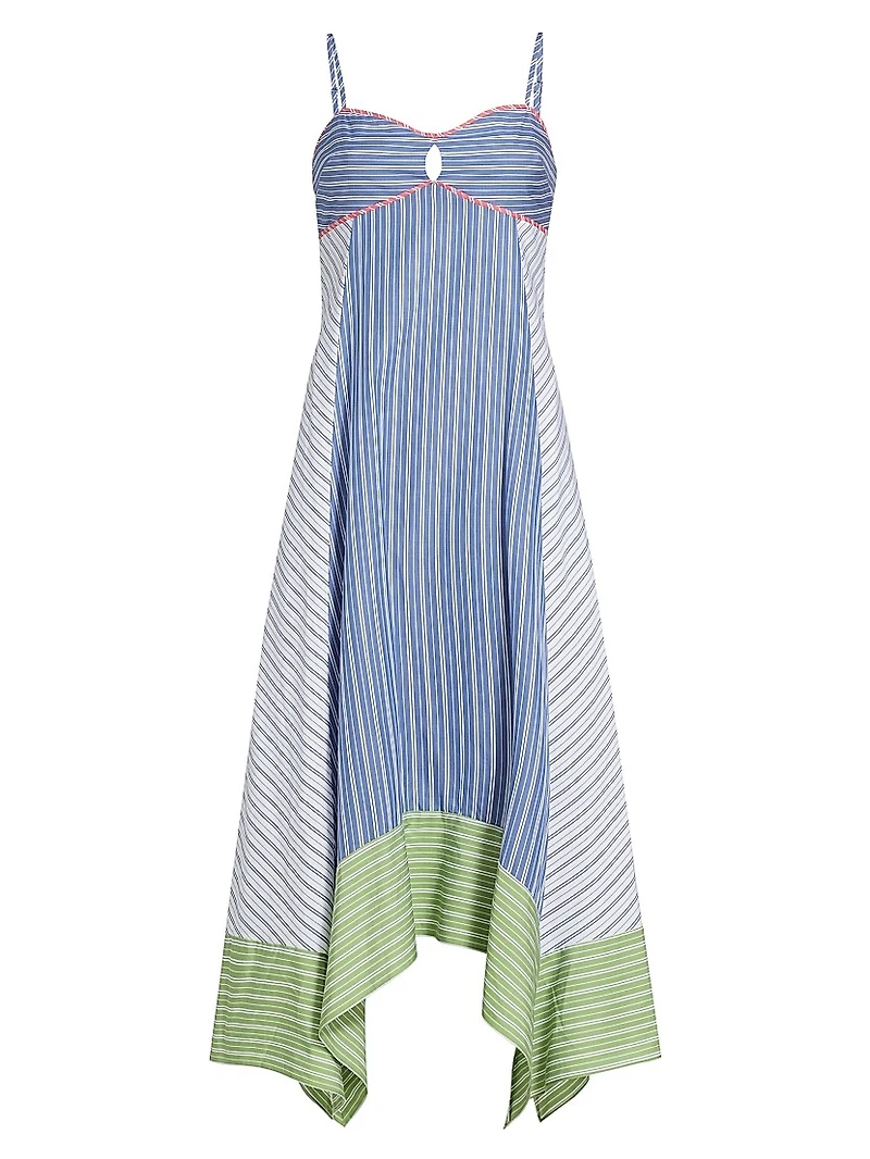 Samantha Striped Cotton Handkerchief Midi-Dress