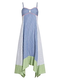 Samantha Striped Cotton Handkerchief Midi-Dress