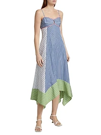 Samantha Striped Cotton Handkerchief Midi-Dress