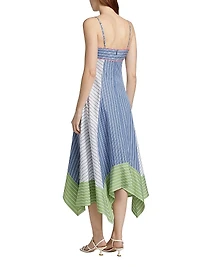 Samantha Striped Cotton Handkerchief Midi-Dress